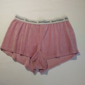 Juicy Couture Pink Velour Track Shorts with Rhinestone Accents